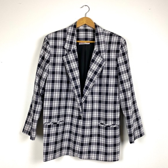 Vintage Jackets & Blazers - Vintage Plaid Boyfriend Blazer